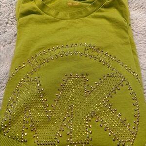 Michael Kors Neon Green Embellished Logo Tee